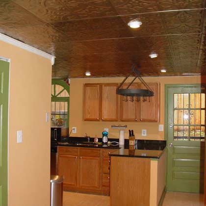 Pewter tin ceiling installation