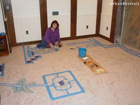 stencils on concrete floor